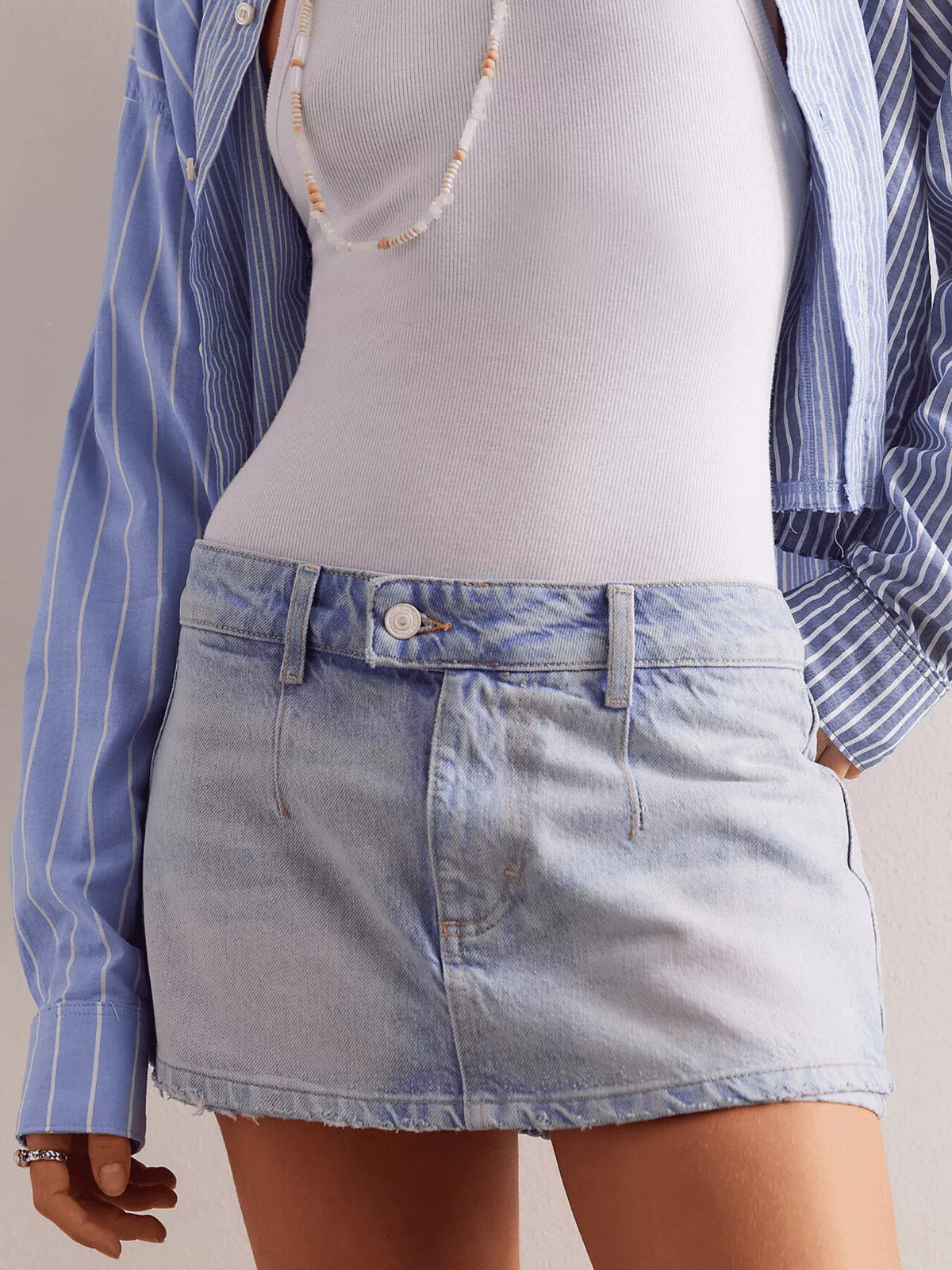 Kjolshorts i denim med dragkedja – bild 10