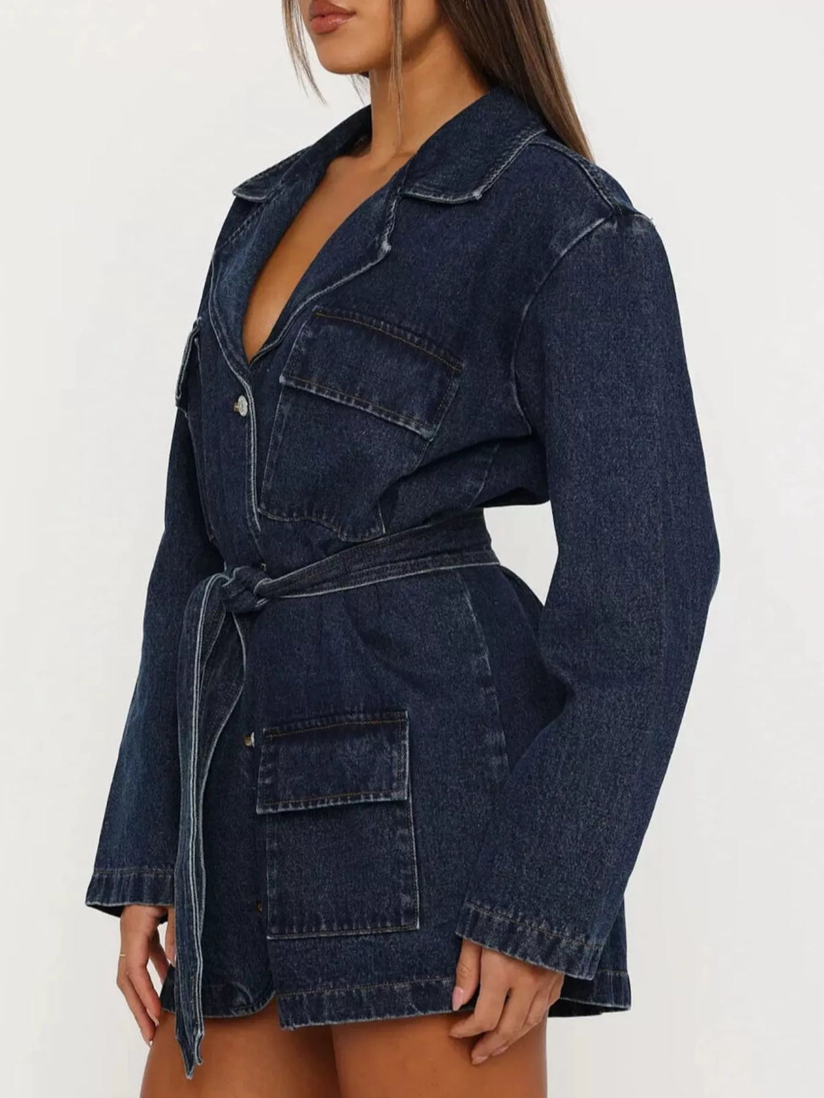 Lång jacka i denim – bild 3