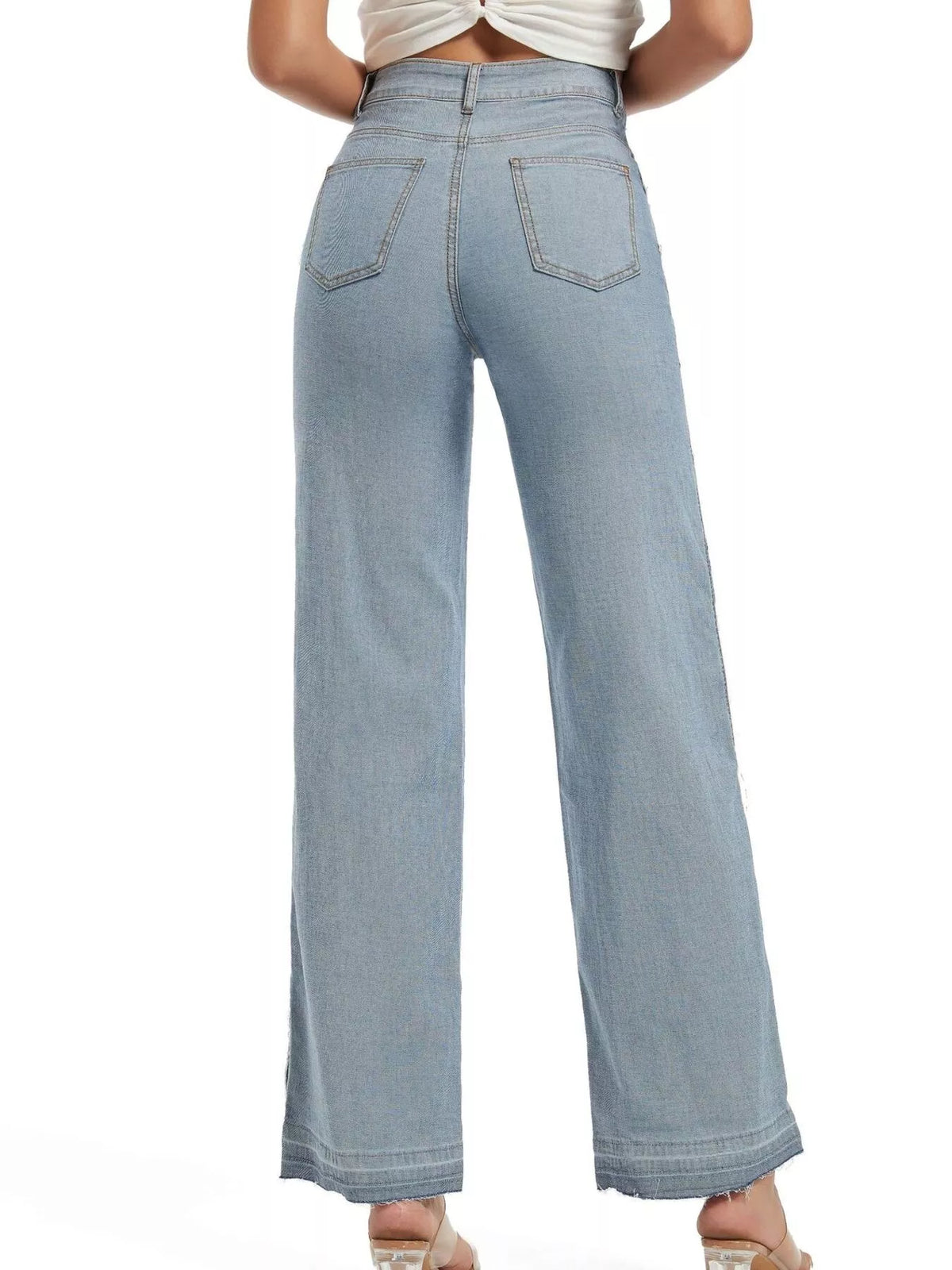 Jeans med färgblock och hög midja – bild 8