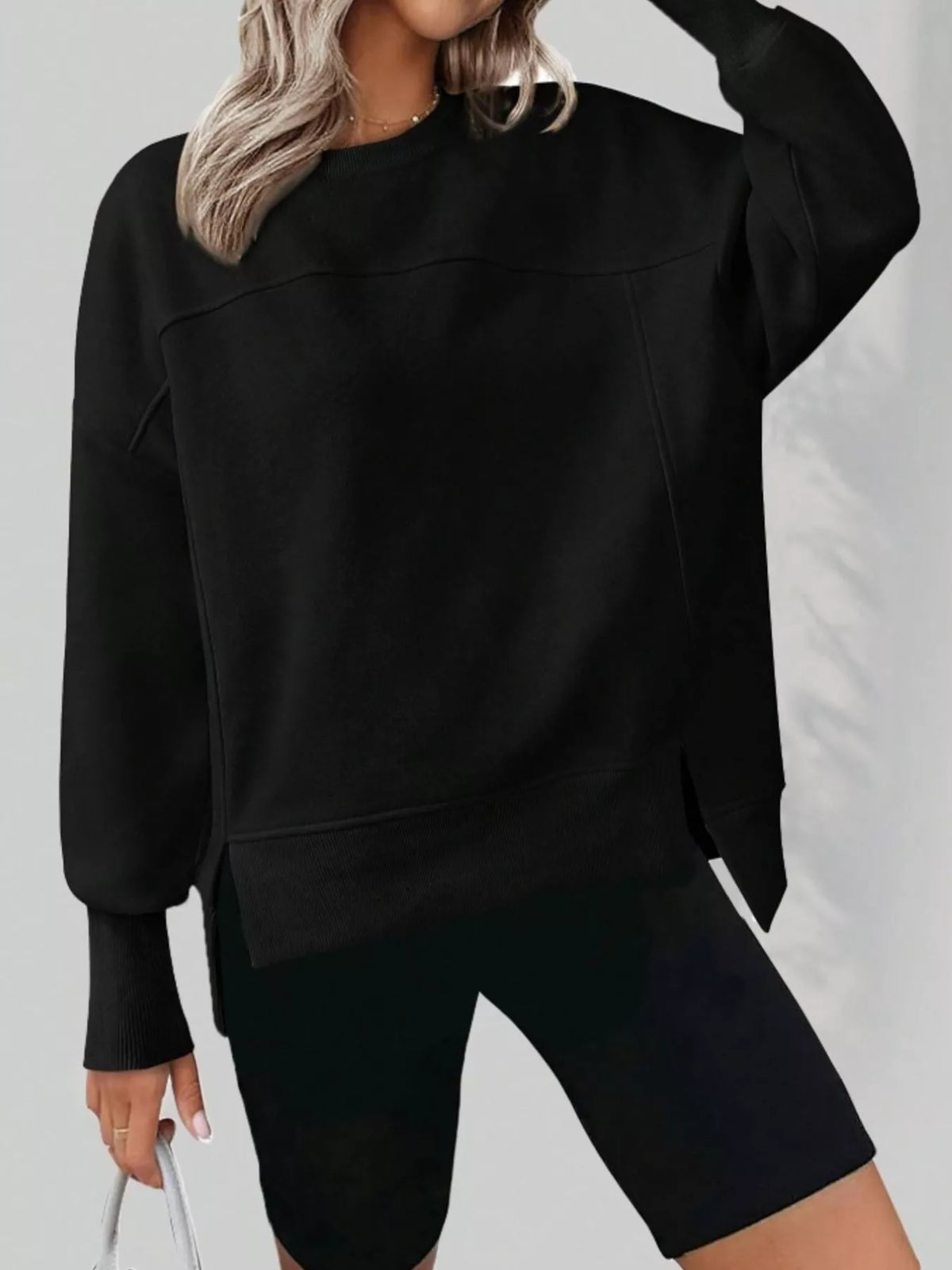 Oversize sweatshirt med rund halsringning – bild 27