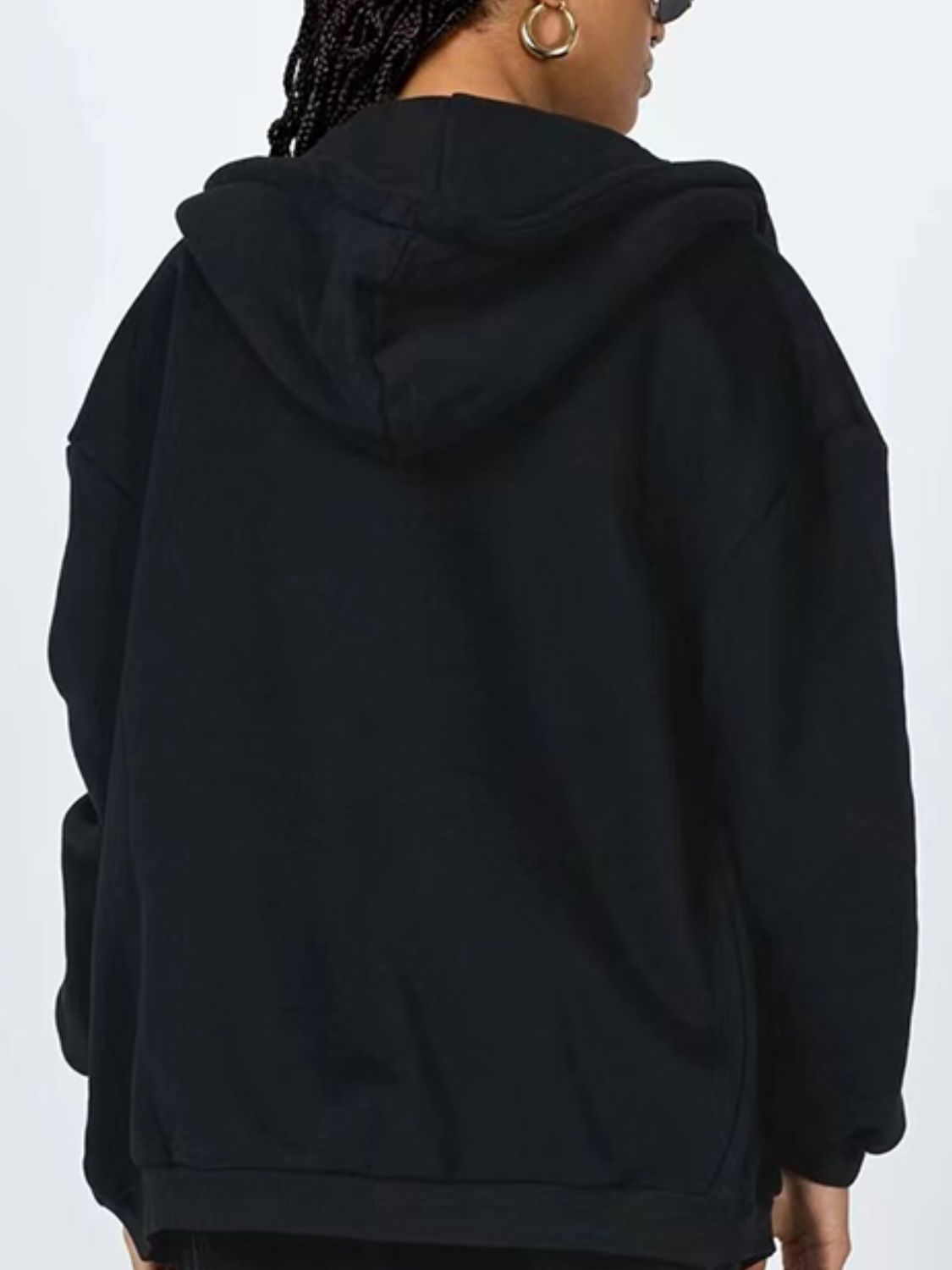 Hoodie med dragsko, dragkedja och fickor – bild 5