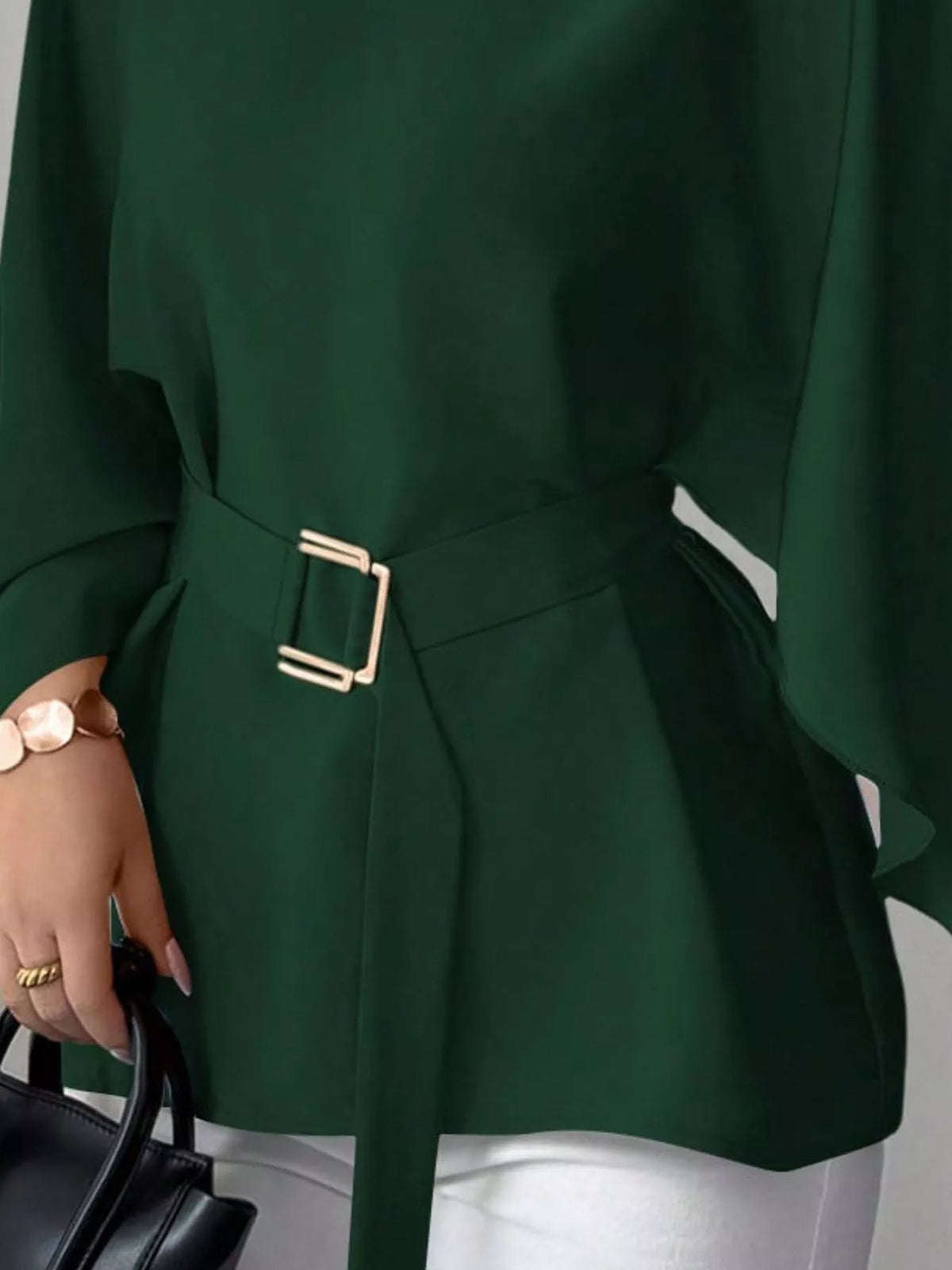 Blus med rund halsringning och fladdermusärm – bild 21