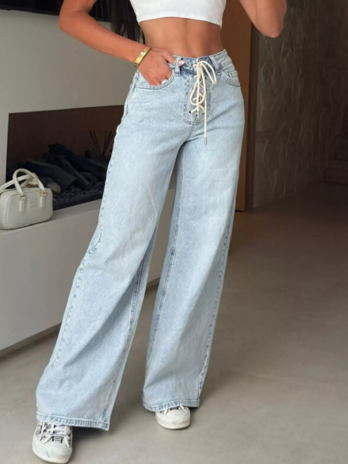 Jeans i spets med hög midja – bild 8