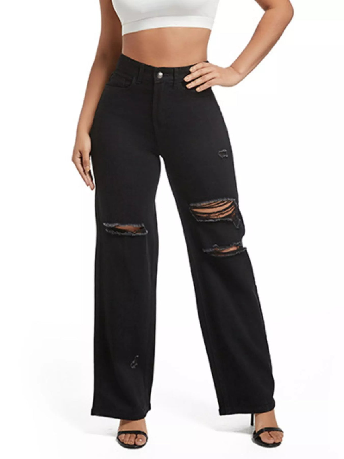 Vida jeans med slitningar och fickor – bild 17