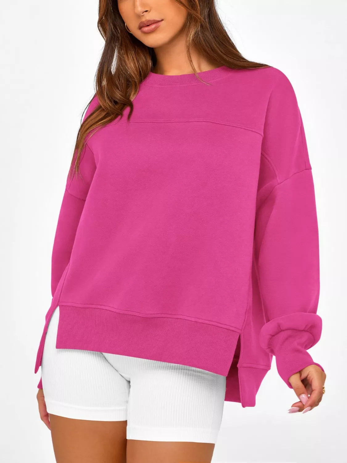 Ledigt sittande sweatshirt med slits – bild 14