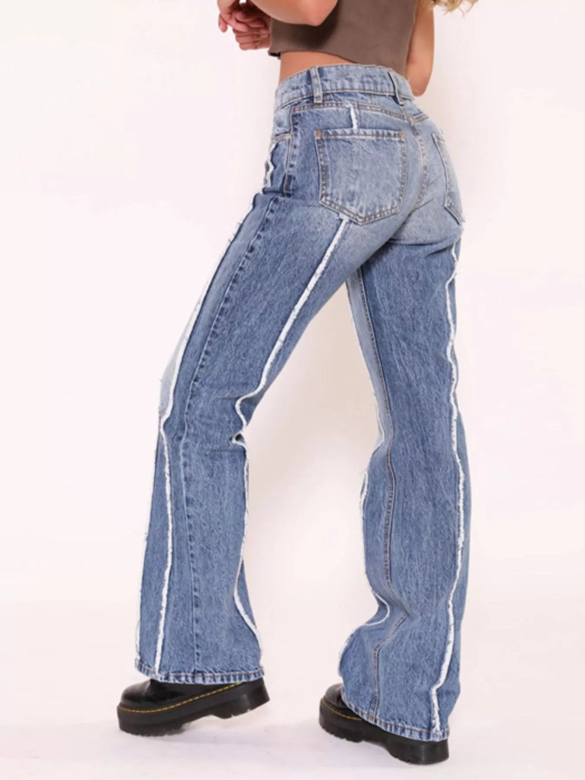 Randiga jeans med låg midja – bild 3