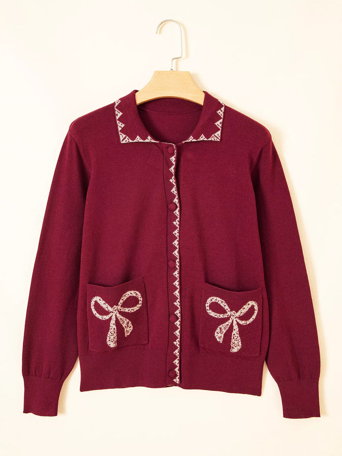Långärmad cardigan med krage – bild 4
