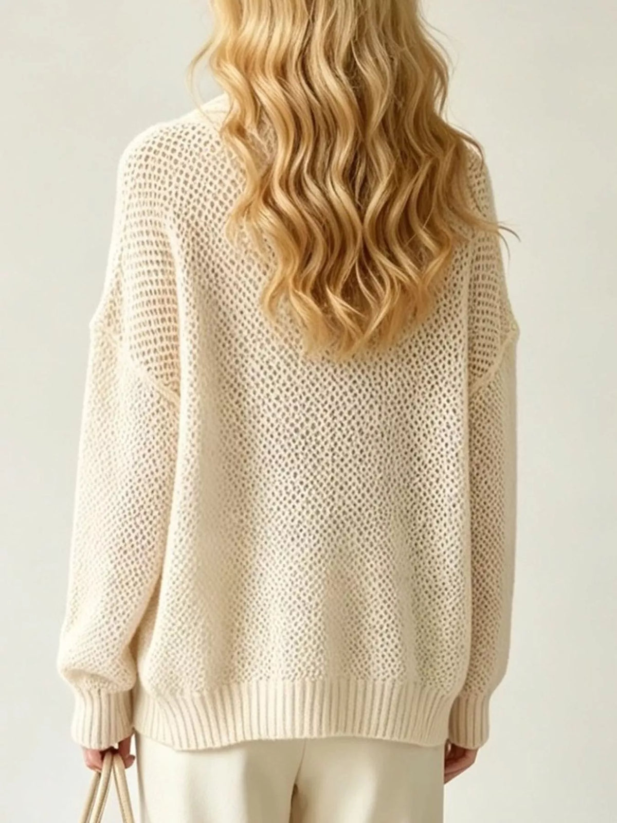 Hålstickad cardigan – bild 6