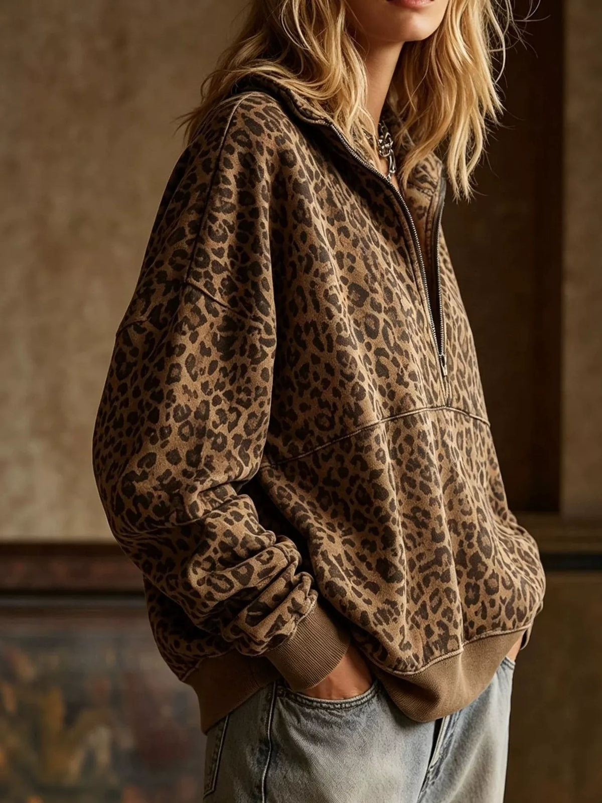 Leopardmönstrad sweatshirt – bild 2