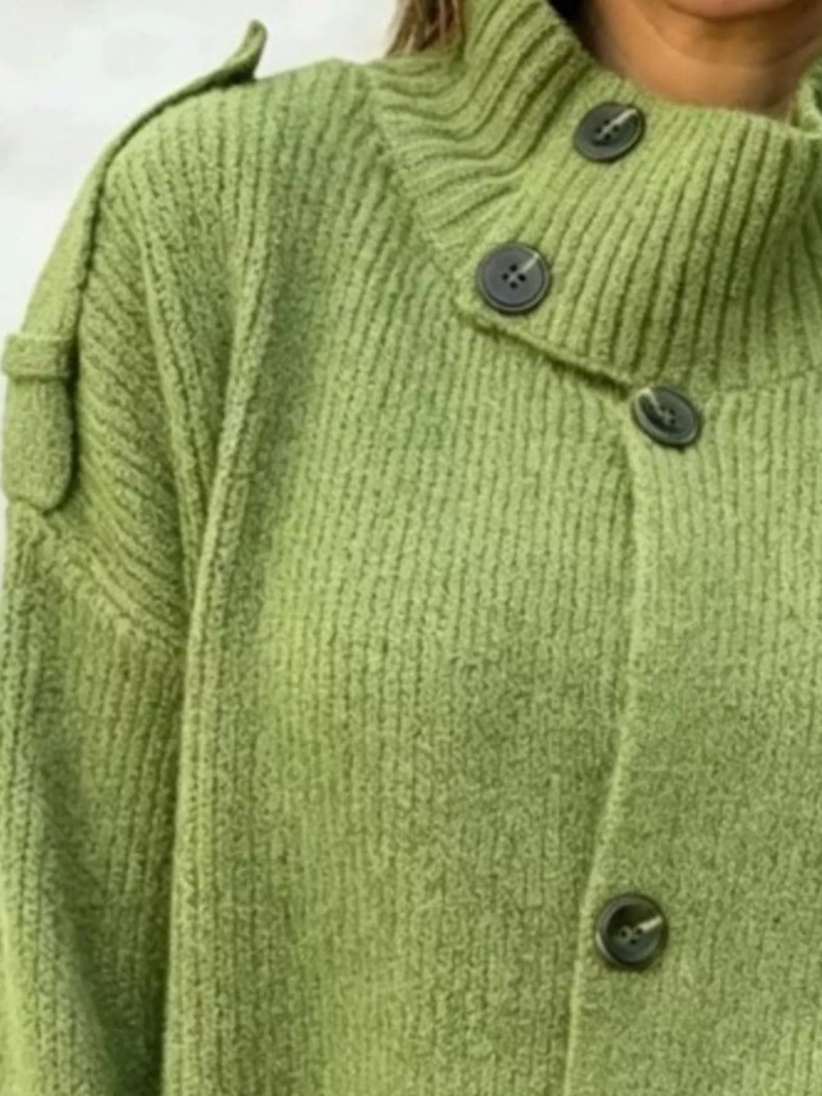 Ribbad cardigan med hög halsringning – bild 6