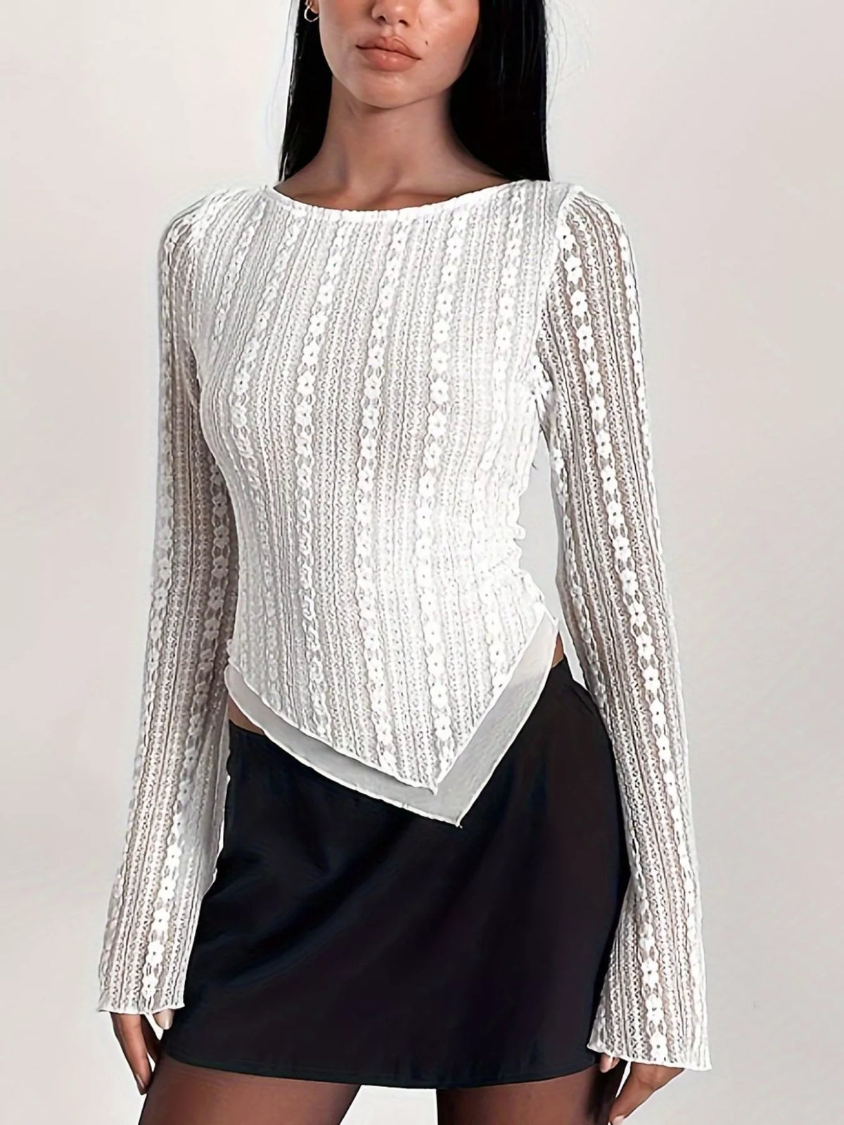 Asymmetrisk blus i spets – bild 4