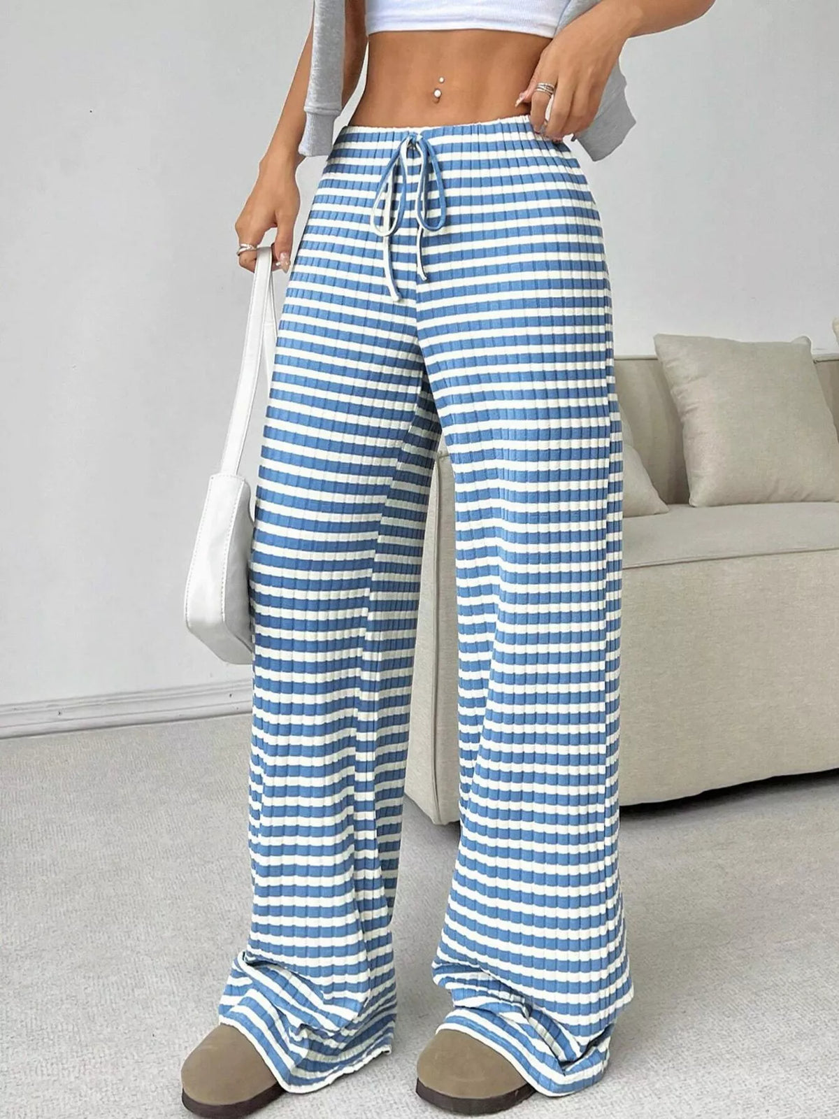 Randiga ribbade byxor – bild 13