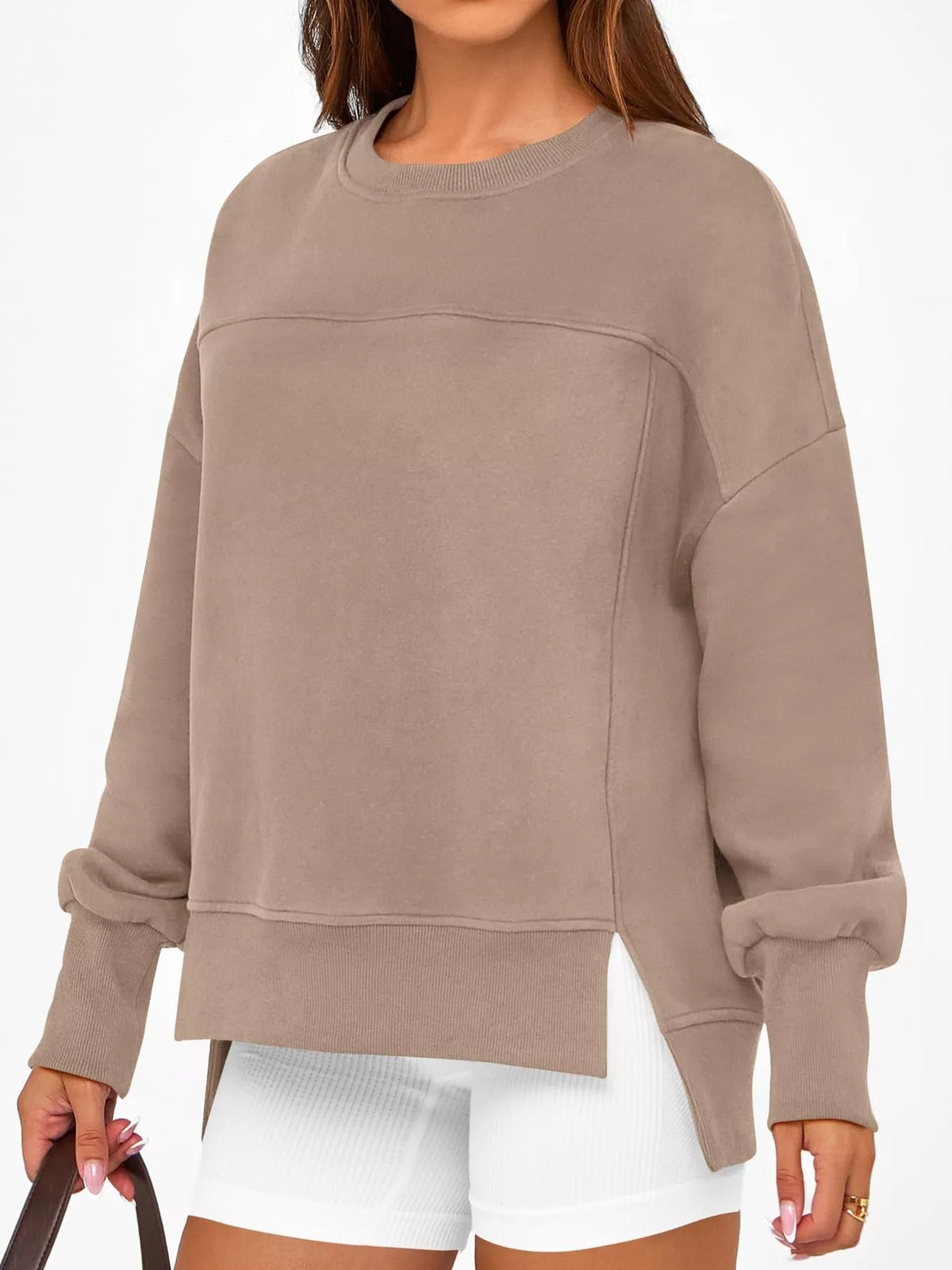 Oversize sweatshirt med rund halsringning – bild 24