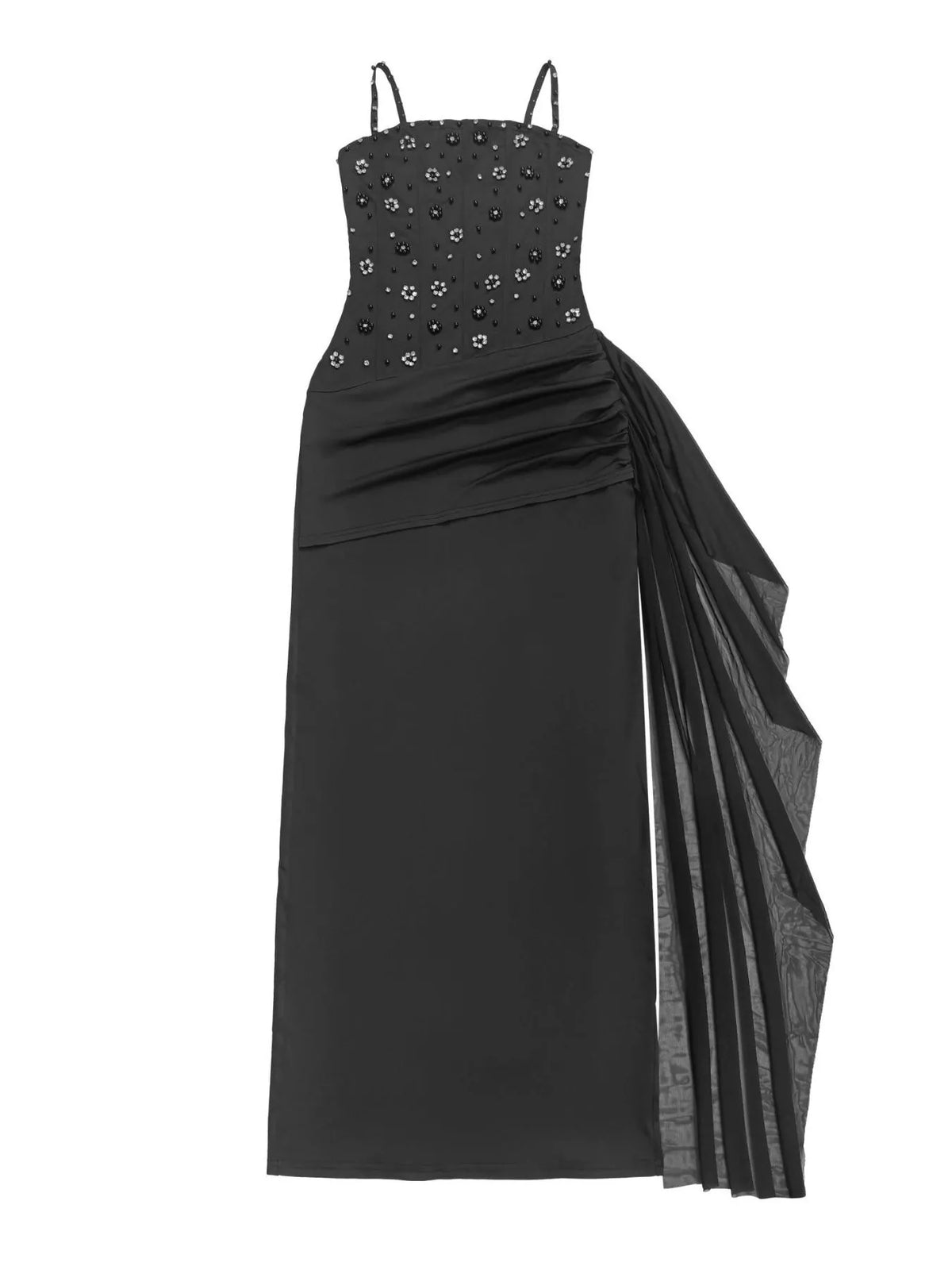 Draperad rynkad maxiklänning med strass – bild 6