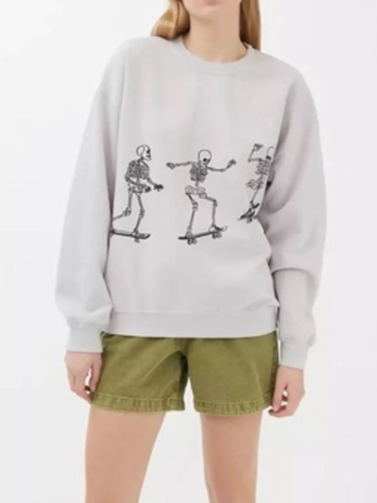 Sweatshirt med dödskallemotiv och rund halsringning – bild 11