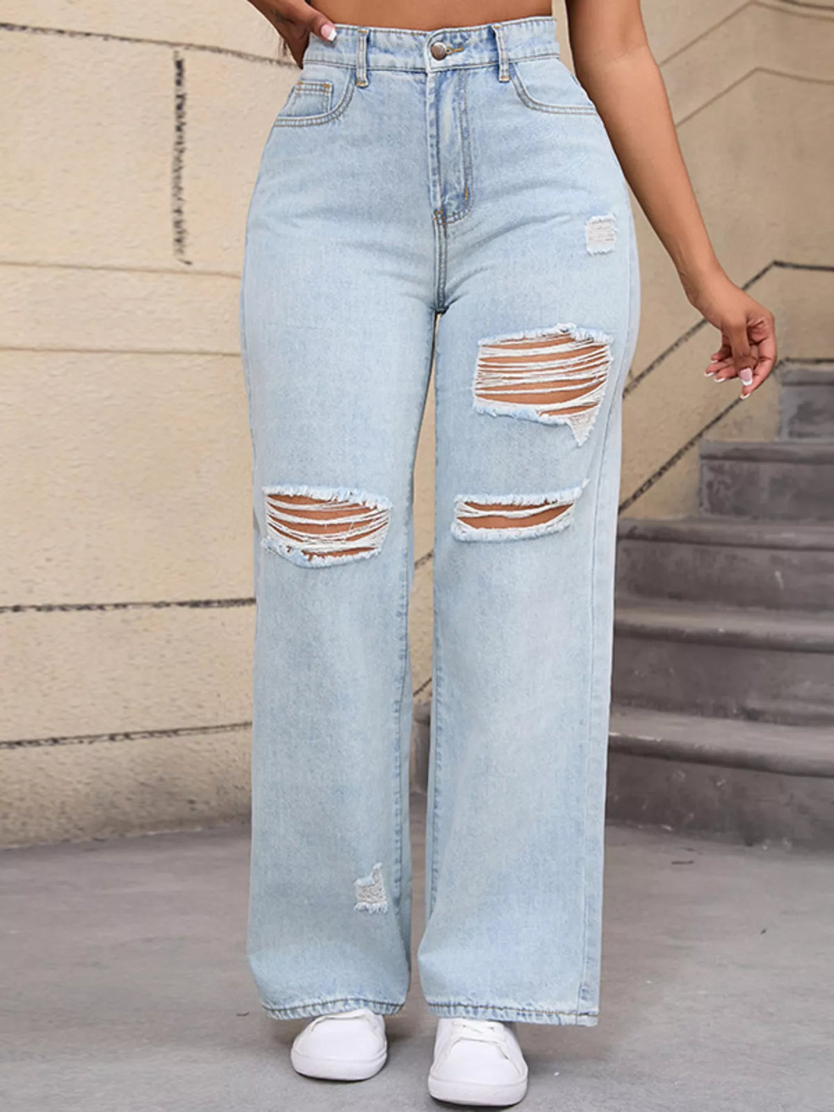Vida jeans med slitningar och fickor – bild 4