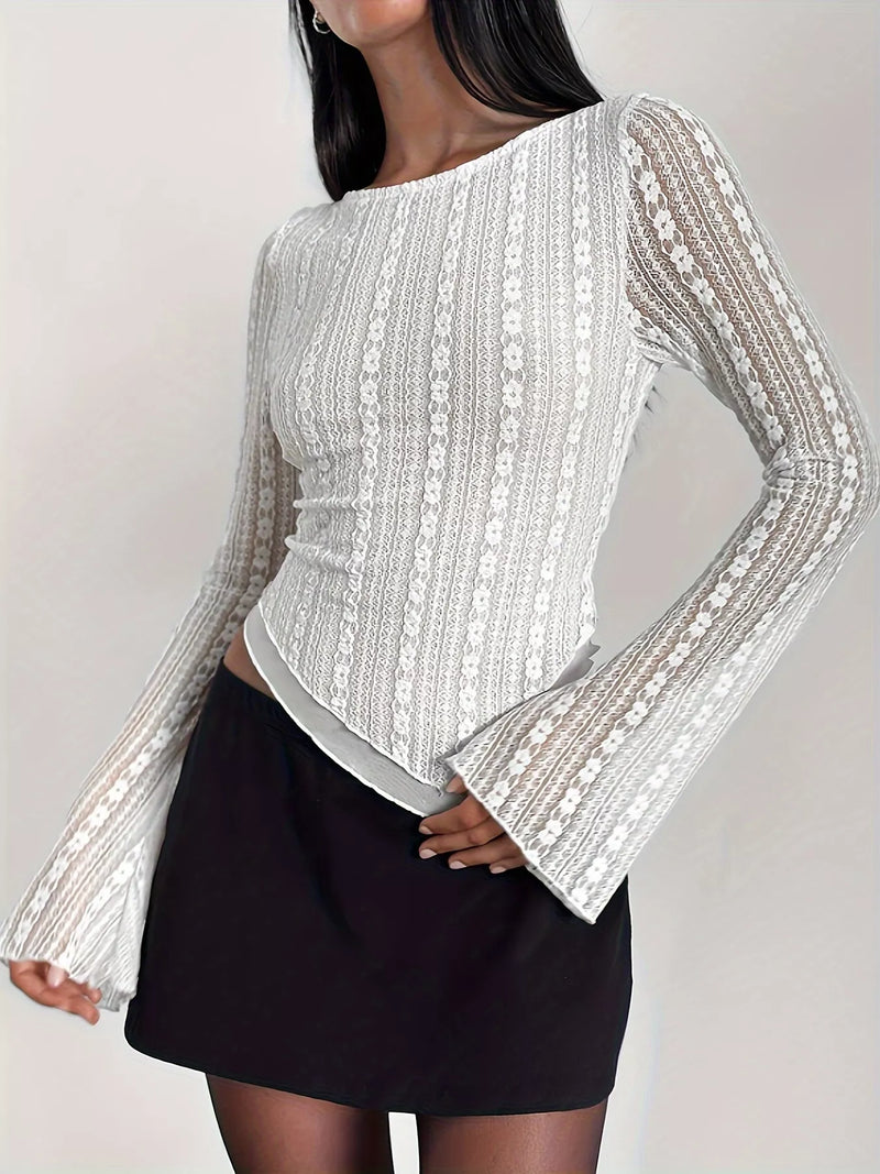 Asymmetrisk blus i spets