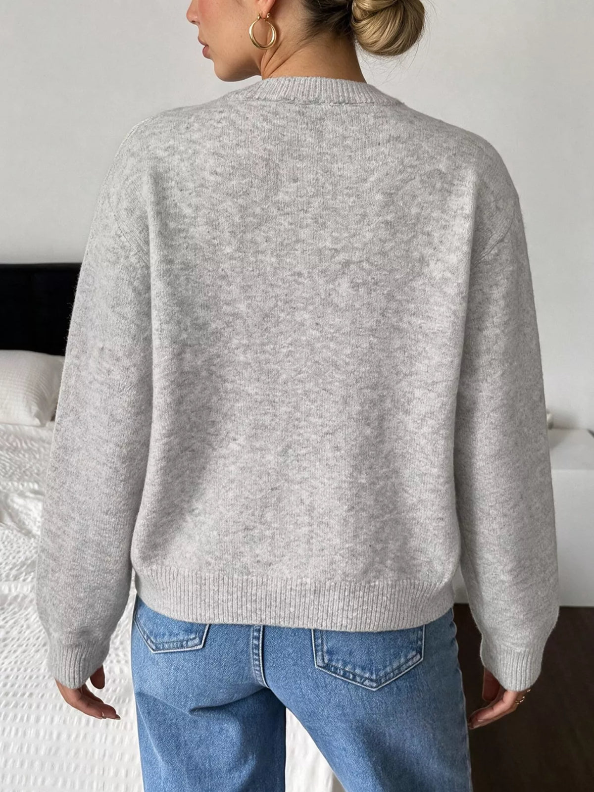 Cardigan med rund halsringning och knappstängning – bild 14