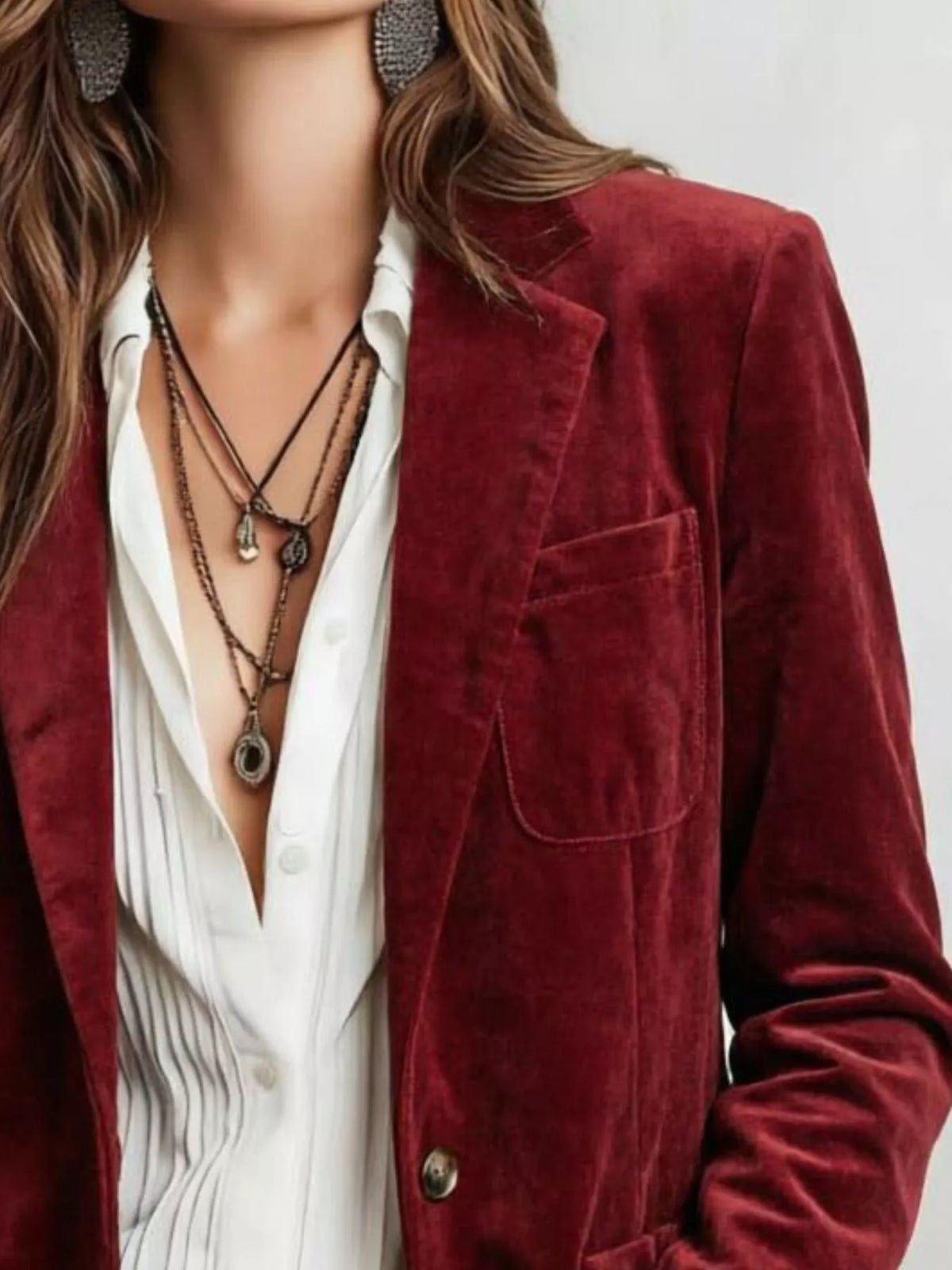 Slimmad blazer i mocka – bild 6