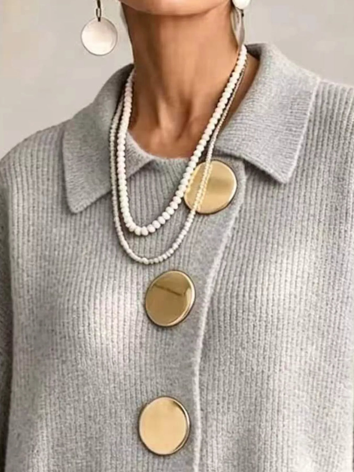 Cardigan med ballongärm och knappstängning – bild 23