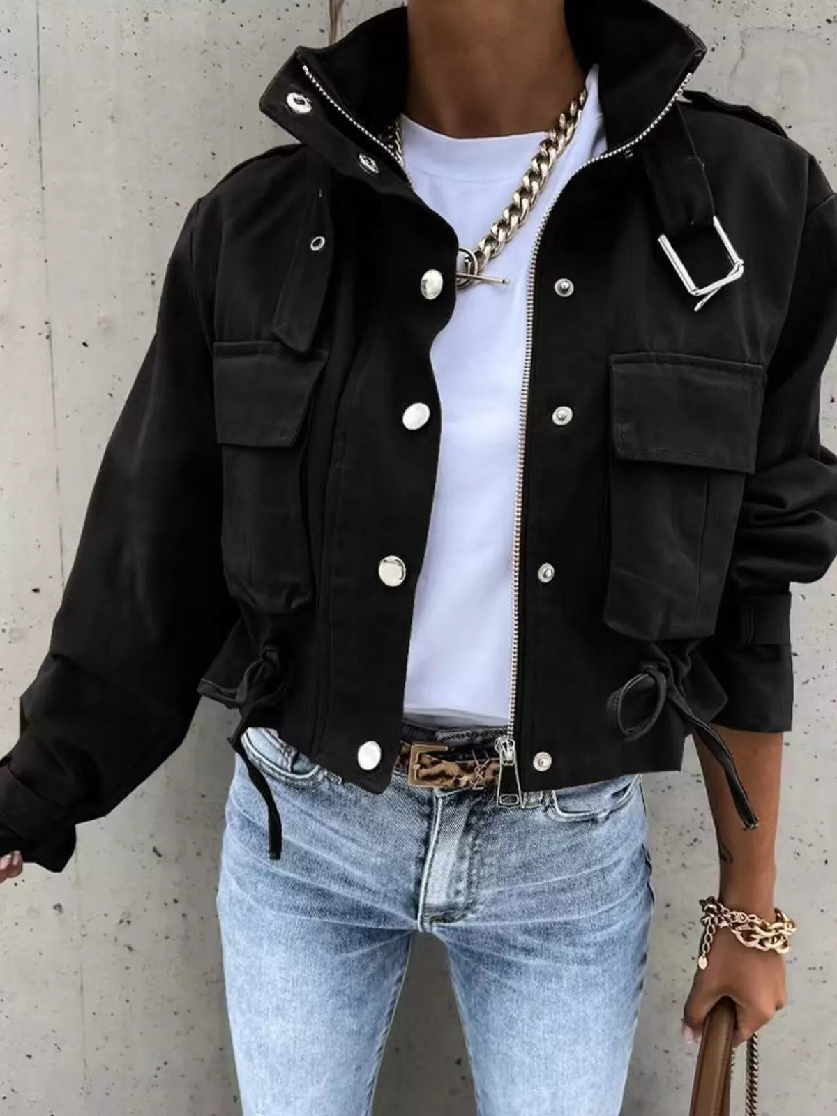 Kort jacka med tryckknappar – bild 9